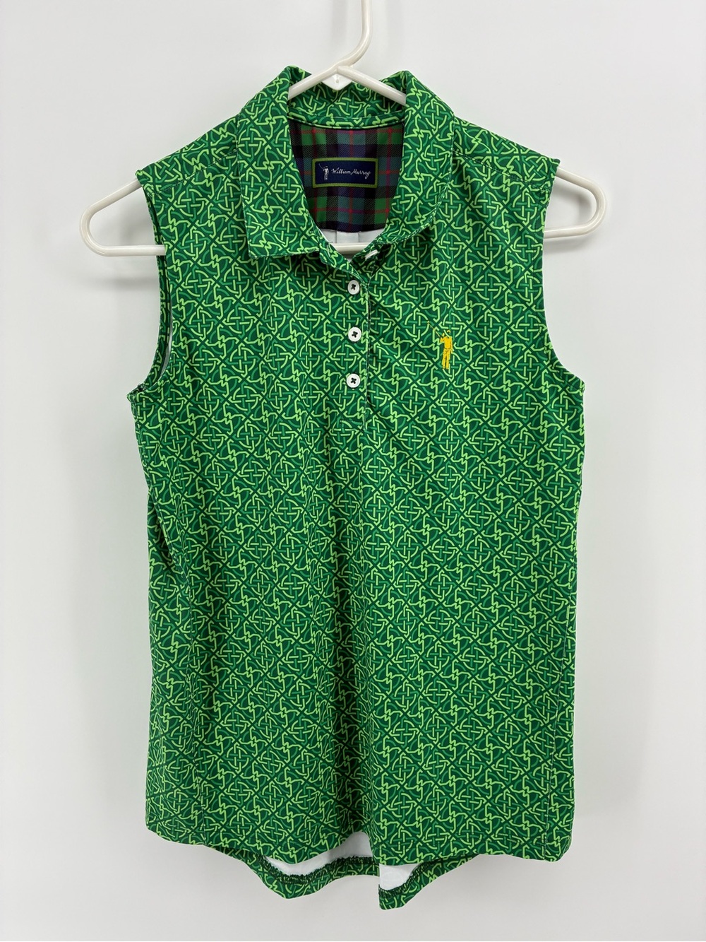 William Murray Golf Green Patterned Sleeveless Polo